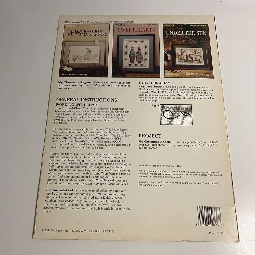 VTG 1989 My Christmas Angels Leisure Arts Leaflet #736 Book 4 Cross Stitch